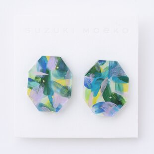 グリーンファントムクォーツ 水晶 ピアス 原石 鉱物 天然石 アレルギー