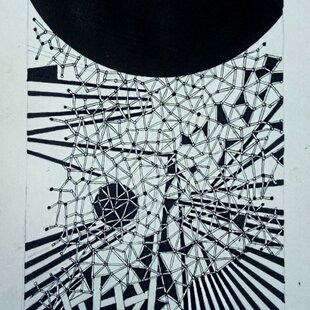 『Composition HT』　現代アート・絵画・ボールペン画・原画・額縁付 Composition HT』 現代アート・絵画・ボールペン画・原画・額縁付 原画