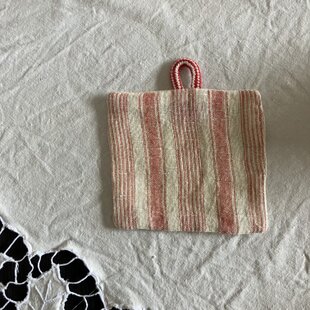 新作 ] やわらかリネンワッフルのキッチンクロス -ecru × silvergray