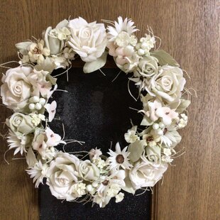 Amazon.co.jp: 藤の花リース蝶のステンドグラス風サン