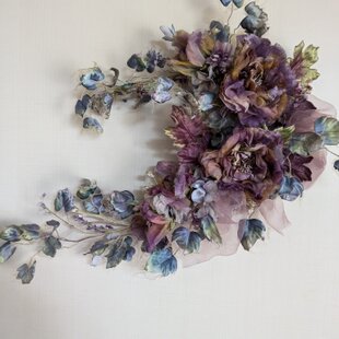 染め布花☆しろつめくさと四つ葉のクローバーのリース 花飾り | iichi