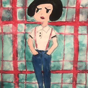 原画・18㎝角「夏雲と田んぼ道 1」油彩・アートパネル・S0 | iichi