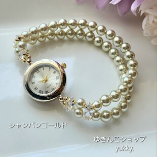 展示品】【新作】<受注制作>ブレス腕時計☆シャンパンゴールド | iichi