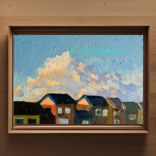 16×23㎝「朝の空3」油彩・原画・サムホール | iichi 日々の暮らしを