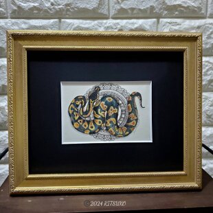 原画 肉筆 一点もの ボールペンアート ワニ わに ワニの絵 百貨店作家