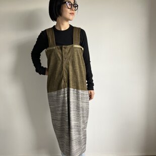 古布リメイク 藍染パッチワンピース 襤褸 型染 刺し子 古布 ゆったり