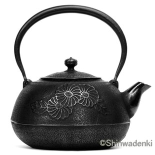 お取り寄せ】南部鉄器 鉄瓶 平丸アラレ2.3L 内面漆焼付・酸化被膜仕上
