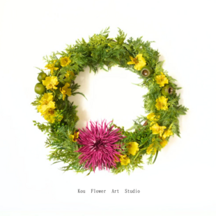 mimosa」wreath ミモザたっぷりリース 春リース ドライフラワーリース