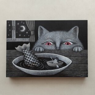 32×41㎝「夜のメリーゴーランド3」原画・油彩画・F6 | iichi 日々の