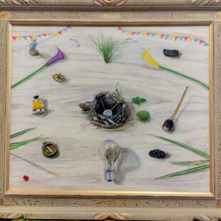 油絵原画○『金の渦巻き』がんどうあつし絵画F4キャンバス作品明るい