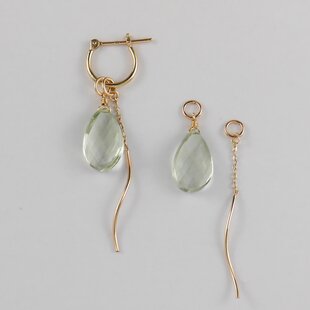1066 14KGF＋K10極上カット・レモンクォーツの一粒ピアス（イヤリング