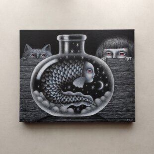 油彩画 原画「近所の風景 高速と空2」アート 絵画 22×27㎝ F3