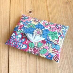 持ち手付き 華やか花柄刺繍 携帯ティッシュケース BOXティッシュから詰