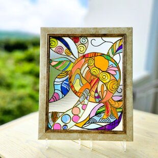あそぼう」SMサイズ額付きアート作品原画 猫 徳島洋子作品 ☆ 星月猫