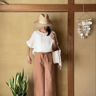 Y様専用）古布リメイク 藍染ワイドパンツ 藍染 刺し子 型染 時々堂