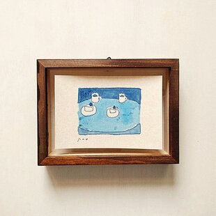 水彩画・原画「白いチューリップとガラスの花瓶」 | iichi 日々