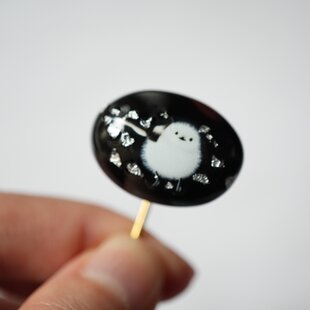 ひまわりのポニーフックガラス 鮮やかなイエロー◾︎仕上げ金具を