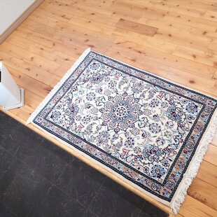 ペルシャ絨毯ケルマン産 フラワー 花柄 玄関マット小 75（83フサ込