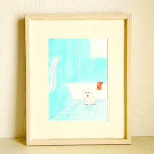 受注制作】原画「春を運ぶ」 ※木製額縁入り（18㎝角）水彩・イラスト