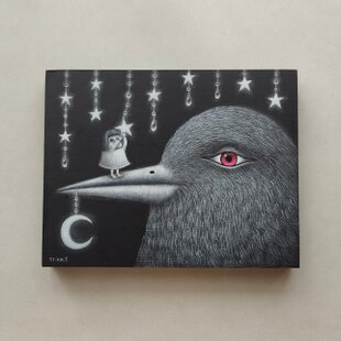原画 油彩「田園と空」絵画・サムホールサイズ 16×23㎝） | iichi 日々