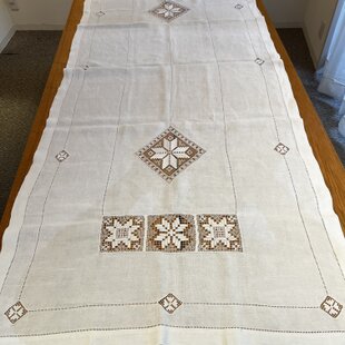 刺繍綿ローンテーブルクロス、ボビンレース縁 | iichi 日々の暮らしを