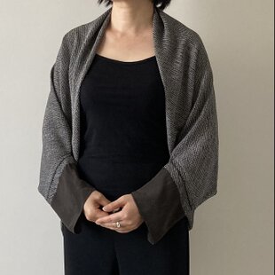 wafu】Linen T-shirt ドロップショルダー Tシャツ/鈍色(にびいろ