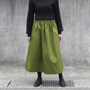 コットンリネン 全12色◇ワッシャー加工 ギャザースカート ハーフ