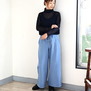 草色むら糸染め刺し子パンツ | iichi 日々の暮らしを心地よくする