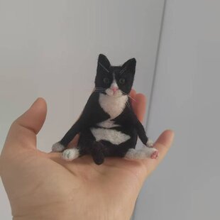 ホワイトウィングキャット 白猫 可動 装飾全取り外し可能 羊毛フェルト