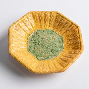 特価¥1000→¥500】カラフルで可愛い◇瀬戸焼 花文色絵金彩中皿 骨董