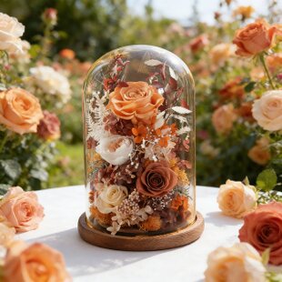 HANDMADE プリザーブドフラワーアレンジメント 花瓶 薔薇 結婚祝い プリザーブドフラワー 結婚祝い ローズアレンジ フランス メイラード風