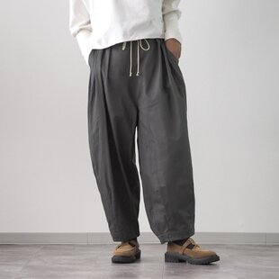 手ぬぐいリメイクサルエルパンツ☆墨絵みたいな柿渋染めキュートな大人