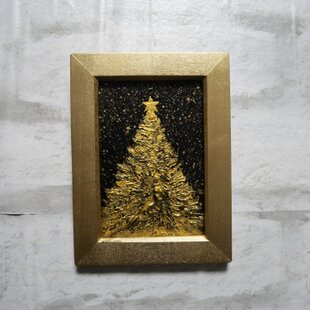 油絵 ミニ絵画【黄金クリスマスツリー】 | iichi 日々の暮らしを