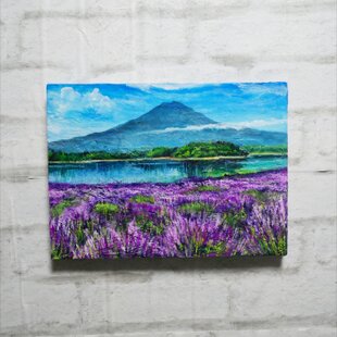 油絵 【草原に咲く白い花と朝日】 | iichi 日々の暮らしを心地よくする