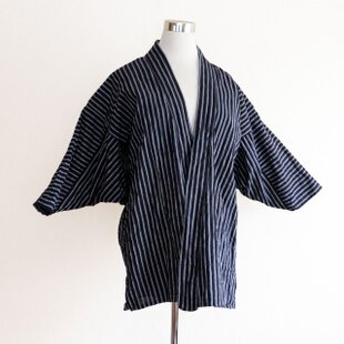 昭和初期〜中期 日本の野良着 古布 木綿 縞模様 着物 ジャパン