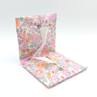 持ち手付き 華やか花柄刺繍 携帯ティッシュケース BOXティッシュから詰