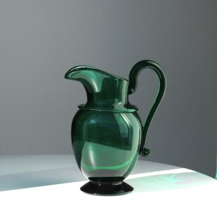 ベネチアガラス ハンドペイント ピッチャー グラス セット 花瓶 花器 フラワーベース 金彩 ハイエナメル 手描花 花柄装飾(R1927wY) ベネチアングラス製 ベネチアガラス 花瓶 ／ 壺 - 金箔・エナメル彩色
