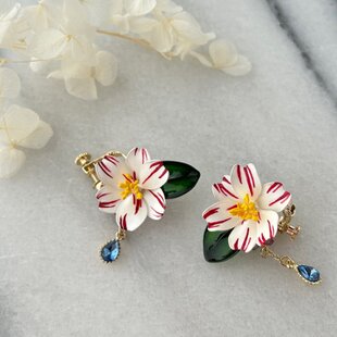 再販』八重桜の布花ピアス/イヤリング＊桜のアクセサリー アート