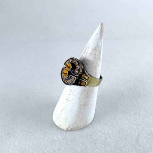 オレンジ ボタニカル パッチワークラグ 116×62 トルコヴィンテージラグ