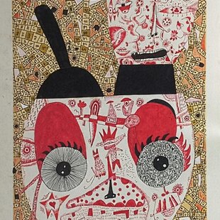 原画 肉筆 一点もの ボールペンアート 額装付き 孔雀 くじゃく