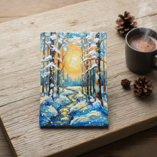 油絵 原画 【雪の散歩道】 絵画 油彩 雪 景色 風景画 冬 | iichi 日々