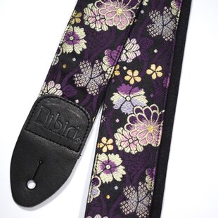 和柄 ギターストラップ 金襴 桜と扇 | Handmade Japanese Guitar Strap