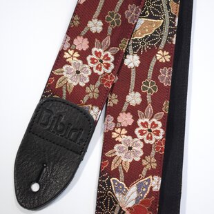 和柄 ギターストラップ 金襴 桜と扇 | Handmade Japanese Guitar Strap