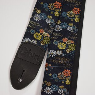 和柄 ギターストラップ 金襴 桜と扇 | Handmade Japanese Guitar Strap