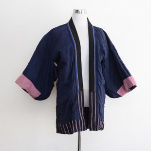 古布 節句 木綿 伝統 リメイク 大型 木綿 昭和 彩色 祝旗 幕 布 野良着 会津木綿｜大正〜昭和初期 ジャパンヴィンテージ｜ハンドメイド