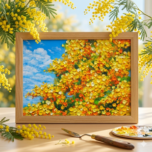 肉筆原画○【プラチナ青のひかり】○がんどうあつし絵画油絵シルバー額