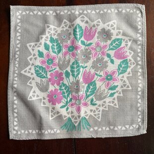 テーブルナプキン フレンチリネン ダマスクス織 モノグラム刺繍