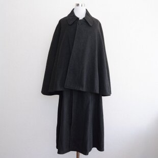 【美品】50s〜60s トンビコート マントコート ヴィンテージ 黒 ジャパンヴィンテージ トンビコート｜チャコールグレー × ウール｜大正