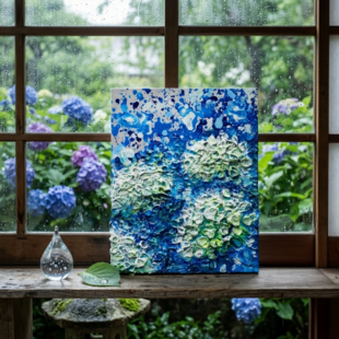 油彩・原画 『 優しい空 20266 』絵画 直径20cm 丸形アートキャンバス