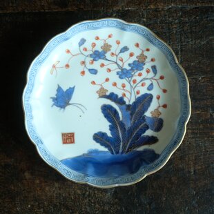 伊万里焼 染錦 花鳥文 輪花四寸皿 明治時代 E890 | iichi 日々の暮らし